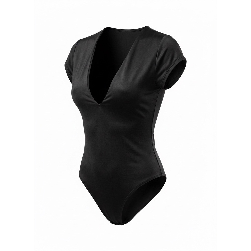 Susan Monaco Black‎ Deep V Bodysuit Size Extra Small